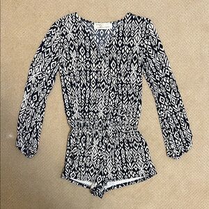 Vintage Havana Navy and White Romper with Long Sleeves